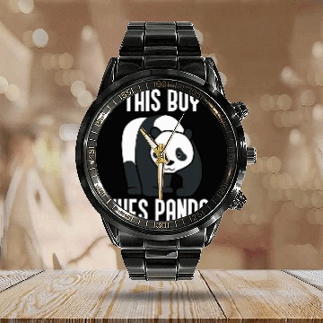 Discover Panda Pet Boy Likes Panda Bears Australia Wilderness Nature Calendar Steel Band Watch