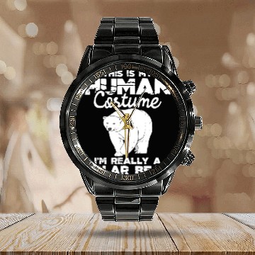 Discover Bear Pet Human Costume Polar Bear Lover Zookeeper Wildlife Calendar Steel Band Watch