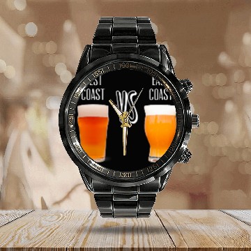 Discover Beer Fun West Coast VS East Coast Craft Beer IPA Design Baseball Tees Calendar Steel Band Watch