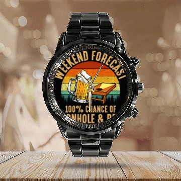 Discover Beer Fun Forecast Cornhole And Beer cornhole 6 Baseball Tees Calendar Steel Band Watch