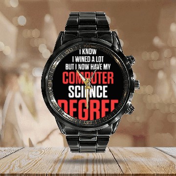 Discover Wines Fun Computer Science IT Graduate Wined Graduation Calendar Steel Band Watch