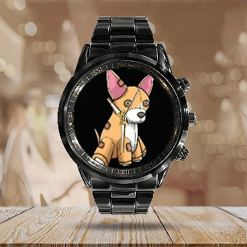 Discover Chiweenie Dog Stuffed Animal Calendar Steel Band Watch