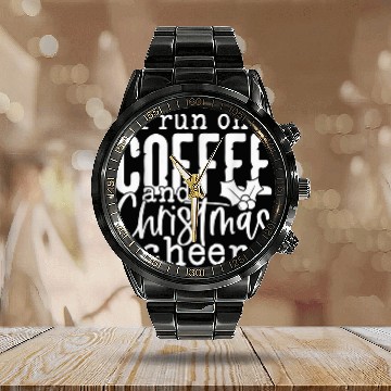 Discover Coffee Fun Run On Coffee And Christmas Cheer Santa Holiday Calendar Steel Band Watch