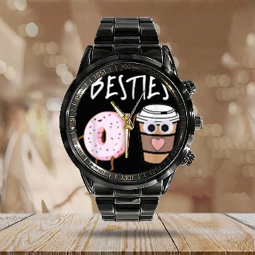 Discover Coffee Fun Besties Donuts Coffee Noveltybests Friend Gift Ideas Calendar Steel Band Watch