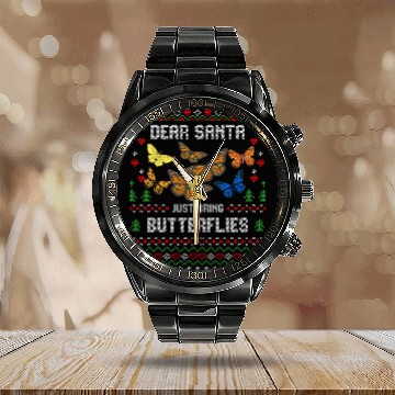 Discover Butterfly Christmas Ugly xmass Insect Sweater Zip Calendar Steel Band Watch
