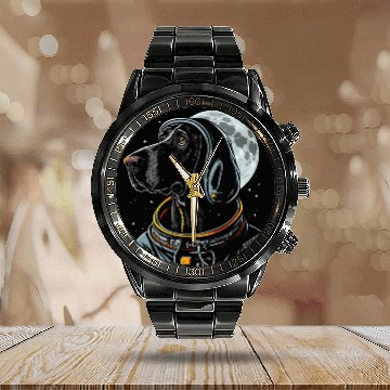 Discover Dog German Shorthaired Pointers Helmet Dog Astronaut Costume Calendar Steel Band Watch