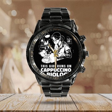 Discover Coffee Fun Biologist Science Teacher Scientist Student Biology Coffee Calendar Steel Band Watch