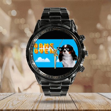 Discover 8Bit Game Over Cavalier King Charles Spaniel Calendar Steel Band Watch
