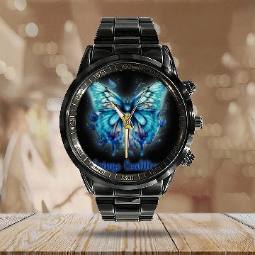 Discover Cringe Coalition Cosplay blue boho electric butterfly LGBTQ Calendar Steel Band Watch