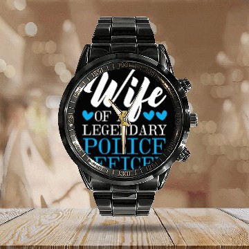 Discover Police Wife Cop Sheriff Law Enforcement Officer Calendar Steel Band Watch