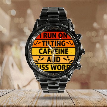 Discover Pinball Machine Flipper Run on Tilting caffeines Cuss Words Calendar Steel Band Watch