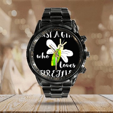 Discover Just A Girl Who Loves Fireflies Beetle Zip Calendar Steel Band Watch