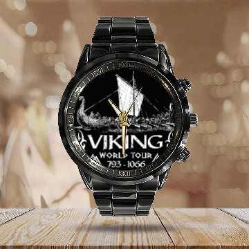 Discover Viking World Tour Viking Warrior Zip Calendar Steel Band Watch