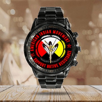 Discover American Indian Movement Support Native Resistance Calendar Steel Band Watch