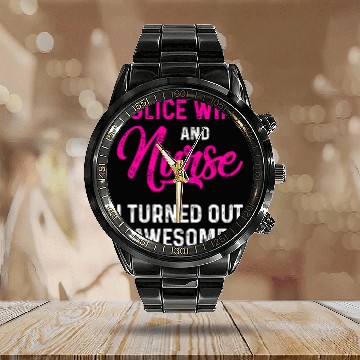 Discover Police Wife nurses Life RN Mom 32 Calendar Steel Band Watch