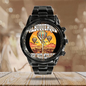 Discover Albuquerque Balloon New Mexico Hot Air Balloon Calendar Steel Band Watch