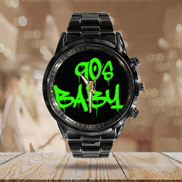Discover CUTE 90S BABY LIME GREEN GRAFFITI CREATIVE COLLECTION Calendar Steel Band Watch