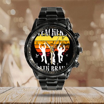 Discover Funny Math Teacher Halloween Gag Teachers Love Math Brains Calendar Steel Band Watch