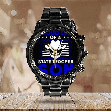Discover Proud Dad Of A State Trooper Son State Trooper Zip Calendar Steel Band Watch