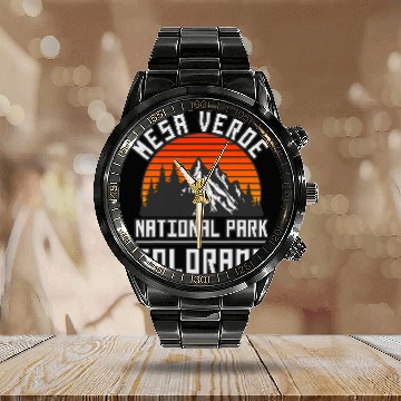 Discover Mesa Verde National Park Colorado Mountain Hiking Outdoors Baseball Tees Calendar Steel Band Watch