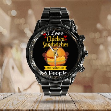 Discover Chicken Lover Funny Chicken Sandwich   Sarcastic Chicken Burger Calendar Steel Band Watch