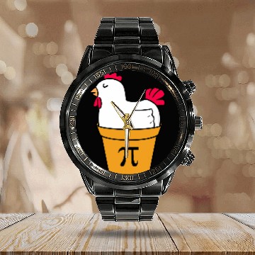 Discover Funny Math Chicken Pot Pi Chicken Pot Pie Calendar Steel Band Watch