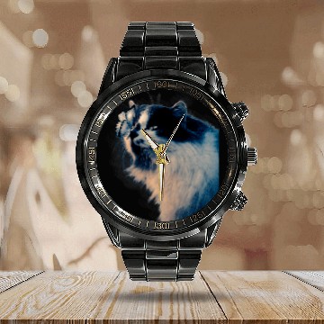 Discover Cute Peaceful Sketch Cat With Butterfly on the Nose Baseball Tees Calendar Steel Band Watch