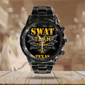 Discover Texas Police SWAT Team State Off Duty Officer Calendar Steel Band Watch