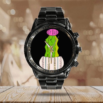 Discover Cute Hybrid Cactus In A CableKnit Patterned Pot Calendar Steel Band Watch