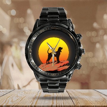 Discover Coonhound Black And Tan Sunrise Baseball Tees Calendar Steel Band Watch
