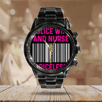 Discover Police Wife nurses Life RN Mom 42 Baseball Tees Calendar Steel Band Watch