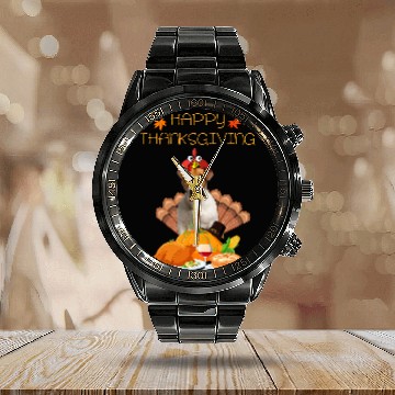 Discover Happy Thanksgiving Day Jack Russell Terrier Gift Fun Turkey Baseball Tees Calendar Steel Band Watch