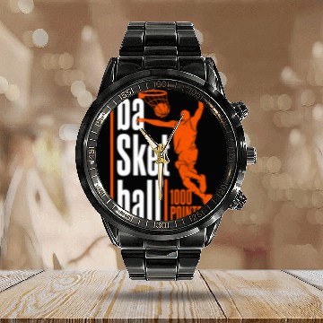 Discover 1000 Points Basketball Scorer High School Basketball Player 1 Calendar Steel Band Watch