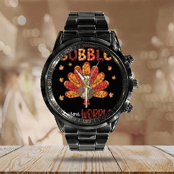 Discover Lacrosse Gift gobble till you wobble nice turkey leopard thanksgiving Baseball Tees Calendar Steel Band Watch