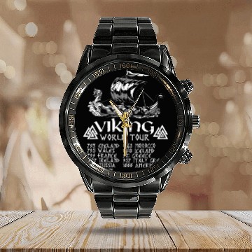 Discover Viking World Tour Viking Warrior Ship Calendar Steel Band Watch