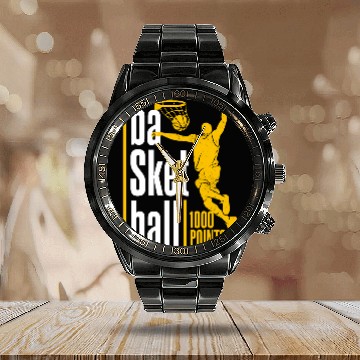 Discover 1000 Points Basketball Scorer High School Basketball Player 2 Calendar Steel Band Watch