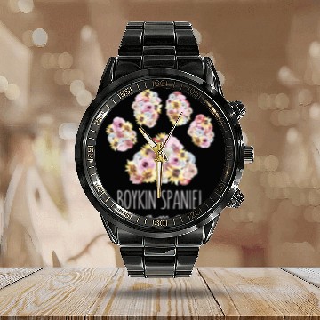Discover Boykin Spaniel Mama Floral Paw Dog Mom Calendar Steel Band Watch