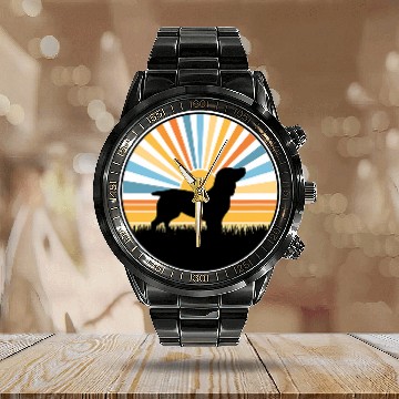 Discover Boykin Spaniel Dog Mom Dog Dad Retro Sunset Pet Calendar Steel Band Watch