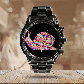 Discover International Dot Day Colorful Dotted Snail Zip Calendar Steel Band Watch