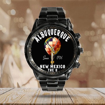 Discover Albuquerque New Mexico Balloon Calendar Steel Band Watch