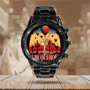 Discover Albuquerque Balloon New Mexico Hot Air Balloon 14 Calendar Steel Band Watch