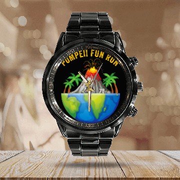Discover Pompeii Fun Run Geography Volcanologist Volcanology Apparel Calendar Steel Band Watch