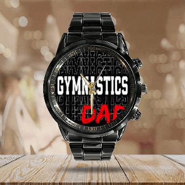Discover Gymnastics Dad For Gymnastic Father Parents Zip Calendar Steel Band Watch