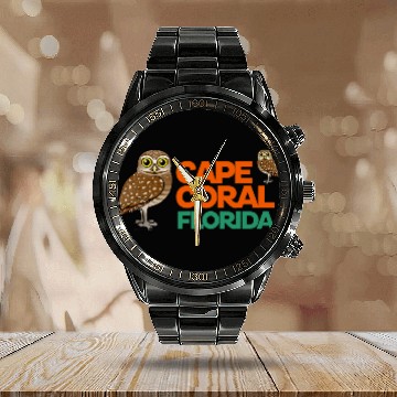 Discover Owl Pet Cape Coral Florida Burrowing Owls Birdorable Calendar Steel Band Watch