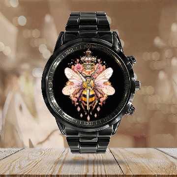 Discover Queen bee and Honey Beekeeper Beekeeping 5 Calendar Steel Band Watch