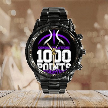 Discover 1000 Points Basketball Scorer High School Basketball Player 3 Calendar Steel Band Watch