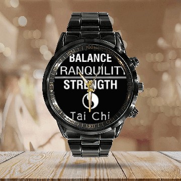 Discover Balance Tranquility Strength Tai Chi for Martial arts Lover Calendar Steel Band Watch