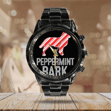 Discover American Water Spaniel Peppermint Bark Christmas Dog Calendar Steel Band Watch