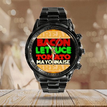 Discover Lacrosse Gift Bacon Lettuce Tomato BLT Graphic Calendar Steel Band Watch