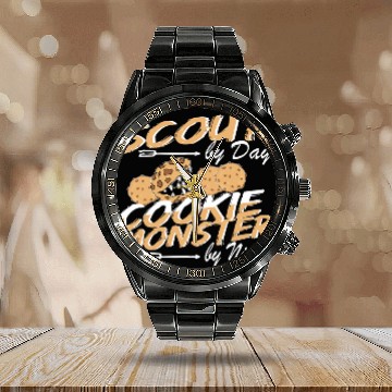 Discover Scout by Day Cookie Monster by Night Cookie seller fun Calendar Steel Band Watch
